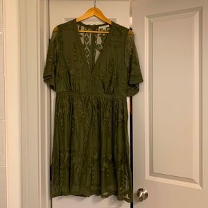 V-Neck Sheer-Backed Dress